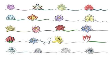 conjunto de jardín loto logotipos vector