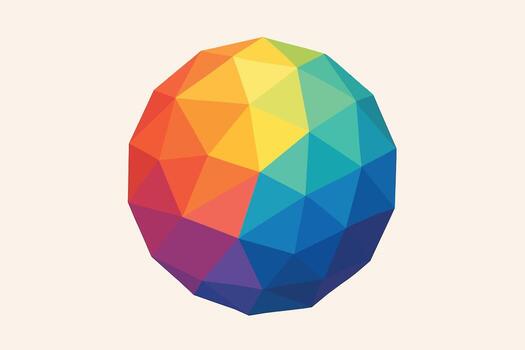 a colorful, geometric egg with a rainbow pattern vector