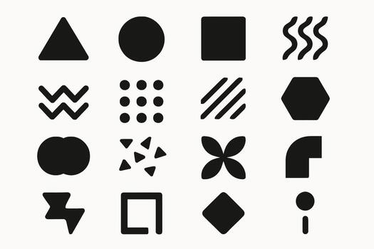 Abstract Color Shapes Pattern 16 Flat Icon Collection of Geometric Modern Abstract Symbols vector