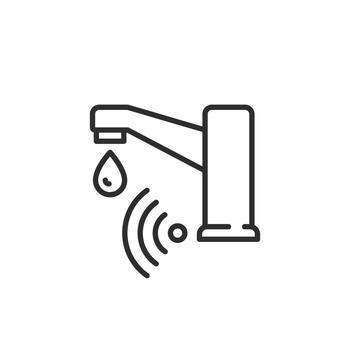 inteligente agua sistema icono, grifo sensor, automáticamente dispensar líquido, Delgado línea símbolo editable carrera ilustración vector