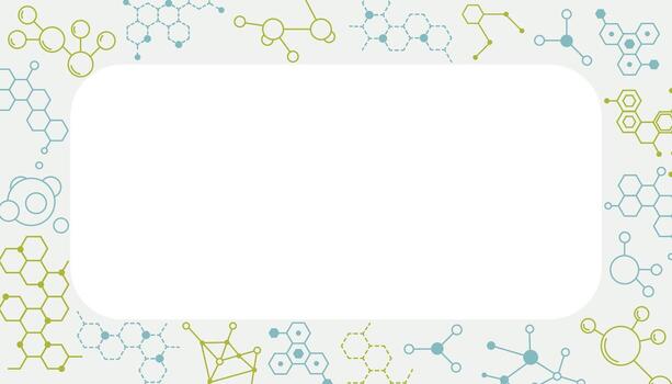 Abstract frame background with molecular structures on white. vector