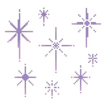 Pixel Star Sparkle Set Retro Y2K 8 Bit Glitter Elements vector