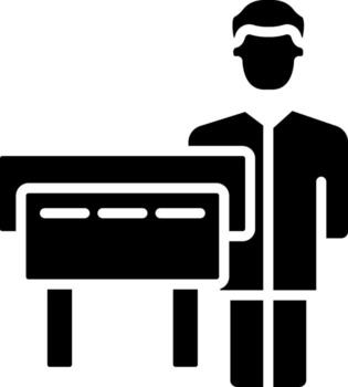 Man Printing Pixel Style Graphic Badge vector