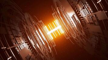sem fim ciclo do brilhante energia fonte com argolas e partículas. video