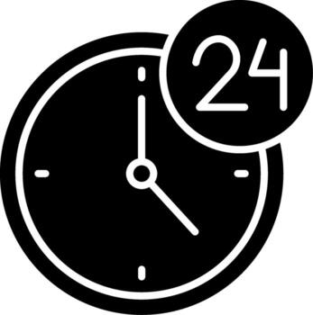 24 Hours Support Monochrome Line Art Graphic vector