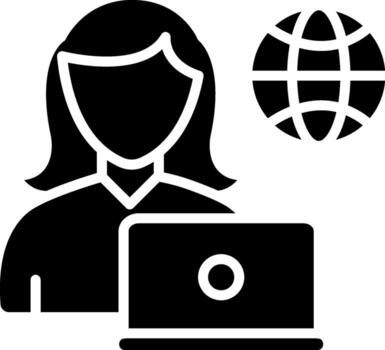 Remote Female Worker Sharp Linear Edge Mark vector