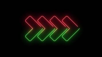 dynamisch gerichtet glühend Pfeil Zeichen Animation mit glatt Bewegung und nahtlos Schleifen perfekt zum Navigation Schnittstellen, Weg finden Visuals und modern Digital Pfeil Entwürfe. video