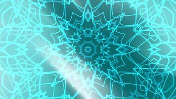 agua Fresco mezcla fascinante cian caleidoscopio animación con intrincado geométrico patrones y suave ligero efectos, bucle sin problemas video
