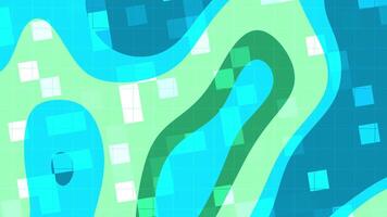 Aqua Shift Dynamic abstract animation featuring fluid shapes, vibrant colors, and a geometric grid background pattern video