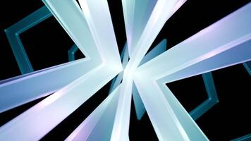 raggiante turchese travi rotante su nero sfondo con esagonale griglia. design video