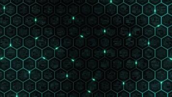 lysande kricka hexagoner skapa en avancerad digital nätverk bakgrund. video