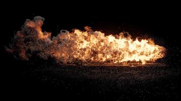 Intense fire blast explosion with flame, smoke, sparks, heat, and burning energy creating powerful dynamic blast and combustion effect video