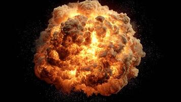 cinematico bolide esplosione con denso Fumo e luminosa ardente fiamme scoppiando intensamente nel buio sfondo la creazione di drammatico intenso scoppiare effetto video