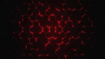 Abstract red hexagon background with glowing lines video