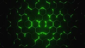 Abstract green glowing hexagon pattern background video