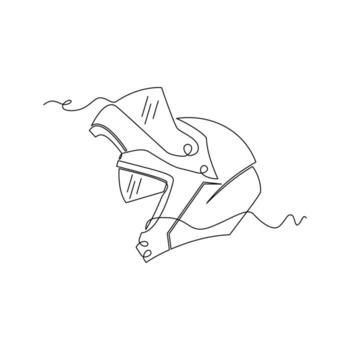 one line art Modular Flip Up helmet illustration. line art, one continuous line, simple, hand drawn and sketch style. for icons, symbols, signs or logos vector