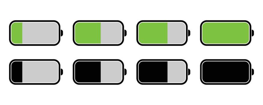 art of battery charge level indicators showing various states vector