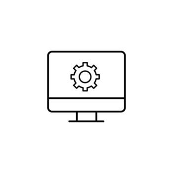 Computer monitor setting with gear icon illustration vector