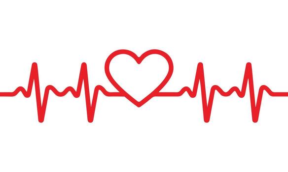 Art of red heartbeat line with heart shape vector