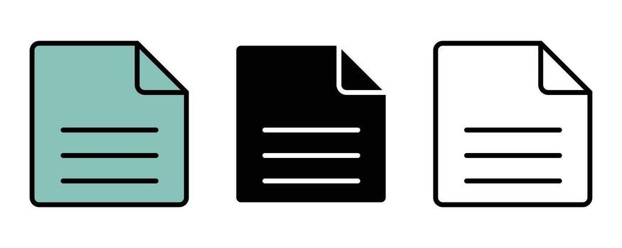 Art of three document icons in different styles vector