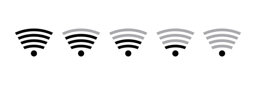 Art of wifi signal strength indicator with varying levels vector