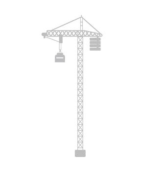Grey Silhouette of a Tower Crane with Load construction building vector
