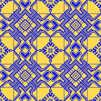 Thai fabric pattern in pixel style, beautiful colors in a grid pattern vector