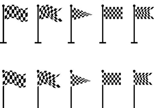 checked flag icon set. Racing flag symbol. Waving flag and winning position symbol. decal patterns sign. motorsport finish line for car rally vector