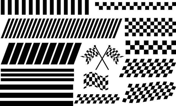 Black and white checkers. Chessboard geometric pattern. Distorted geometric pattern. Finish racing frame. white geometric figures vector