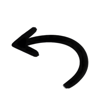 Black arrow pointing left indicating direction, navigation, or previous step in a process png