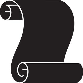 A black scroll with curled edges on a white background in a simple minimalist illustration style vector