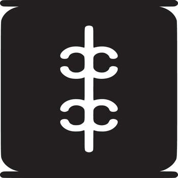 A black and white illustration of a rounded rectangle with a symmetrical design inside it centered vertically vector