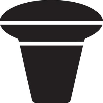 A simple black and white graphic illustration of a microphone on a white background in a flat style vector