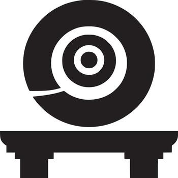 negro y blanco gráfico de un objetivo me gusta circulo en un pedestal con un blanco antecedentes demostración detalle vector