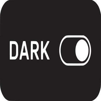 Dark mode toggle switch on a black rectangle with rounded corners against a white background vector