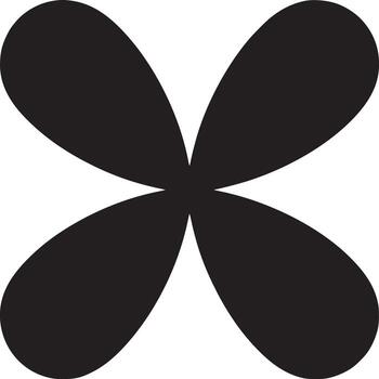 A graphic design of a four leaf clover in black against a white background in a simple style vector