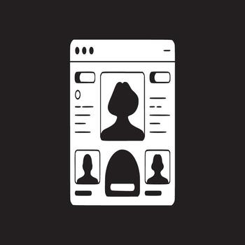 un blanco silueta de un usuario interfaz diseño con perfil íconos en un negro antecedentes ver vector