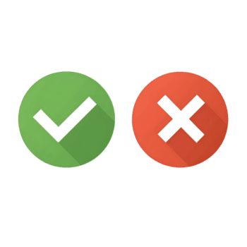 Clean, Minimalist Green Checkmark and Red Cross Icons Simple Approval and Rejection Symbols for Digital Interfaces and Websites png