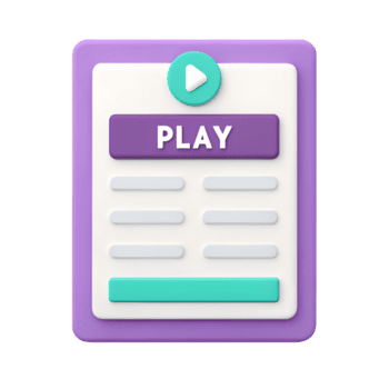 3d stylized digital interface with play button and list isolated on transparent background png