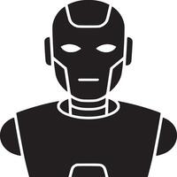 A minimalist black and white illustration of a futuristic robot with a sleek and modern design style vector