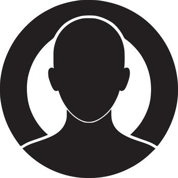 Silhouette of a person in a circle with concentric rings of varying shades of gray on white background vector