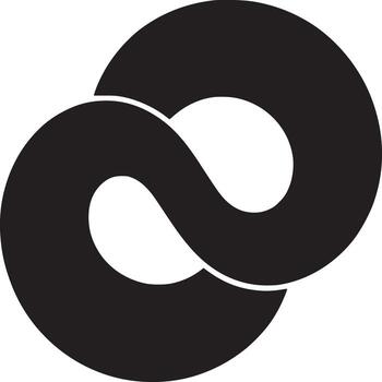 A stylized infinity symbol composed of two intersecting circles in black against a white background vector