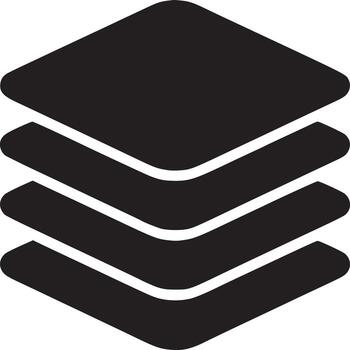 A black and white illustration of four stacked rounded squares on a white background centered in the image vector