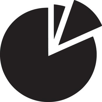 un negro tarta gráfico con dos rebanadas tomado fuera en un blanco antecedentes en un sencillo gráfico diseño vector