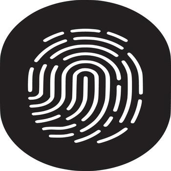 A stylized fingerprint in black and white with a rounded rectangular shape on a plain white background vector