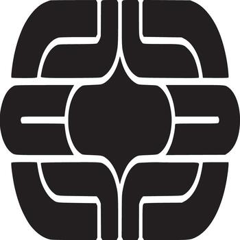 A symmetrical abstract design featuring rounded shapes and lines in black against a white background vector