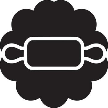 A black and white illustration of a rolling pin inside of a cloud like shape on a white background vector