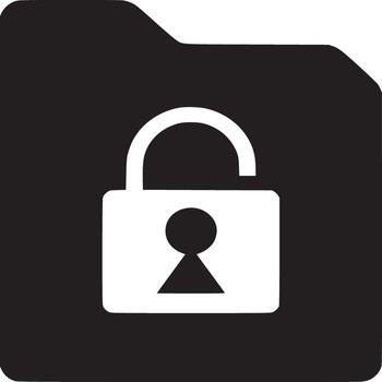 un gráfico icono de un negro carpeta con un blanco candado superpuesto en el frente de el carpeta icono vector