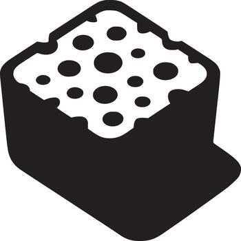 A black and white illustration of a cube with circular holes on the top surface and a shadow cast beneath vector