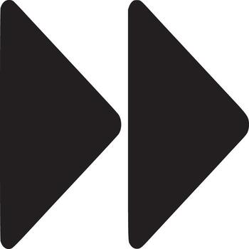 A simple graphic of two black forward arrow symbols isolated on a white background in a clean style vector